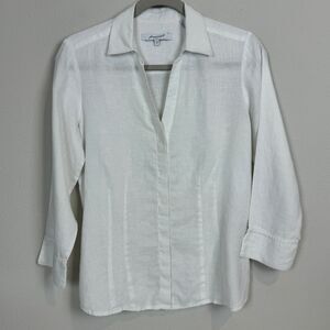 Foxcroft Linen Fitted Shirt White 4